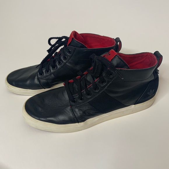 adidas black leather high tops
